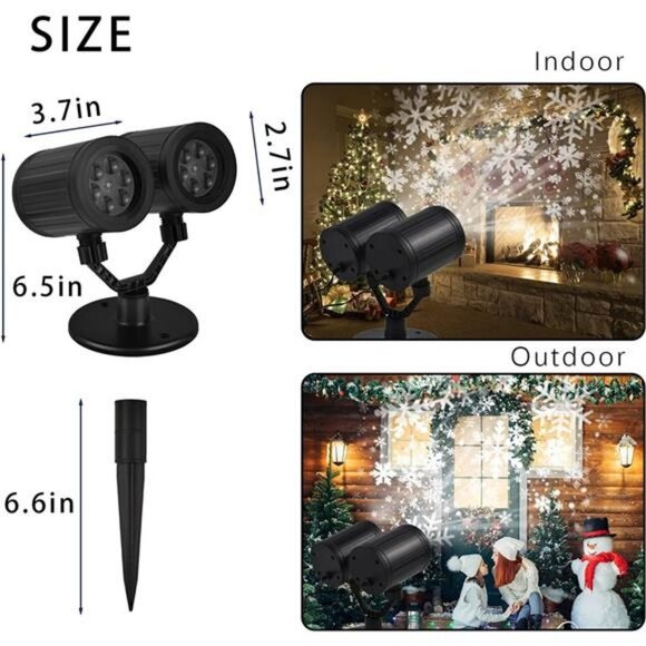 Christmas Projector Lights Outdoor, Double Head Snowflake Projector LED Lights - Picture 3 of 6